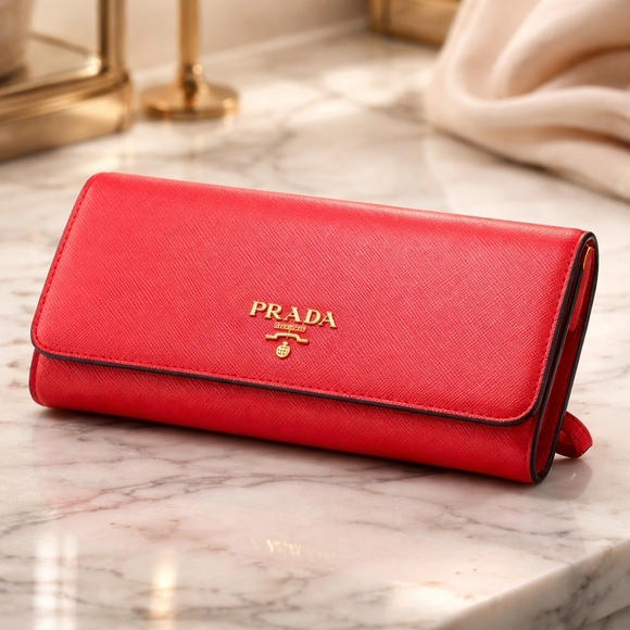 Prada Handbags - Prada Pink Saffiano Leather Wallet